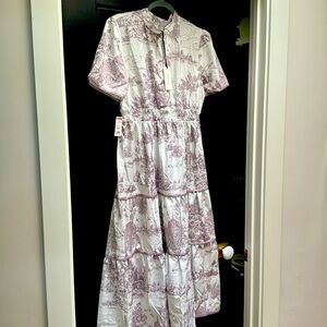 Toile du jouy dress heather ( light lavender) on white background